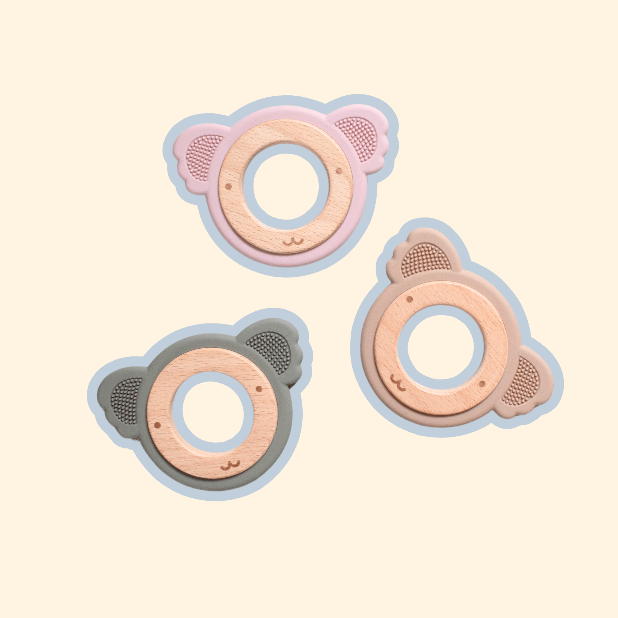 anneaux de dentitions mignons animaux sans BPA personnalisable