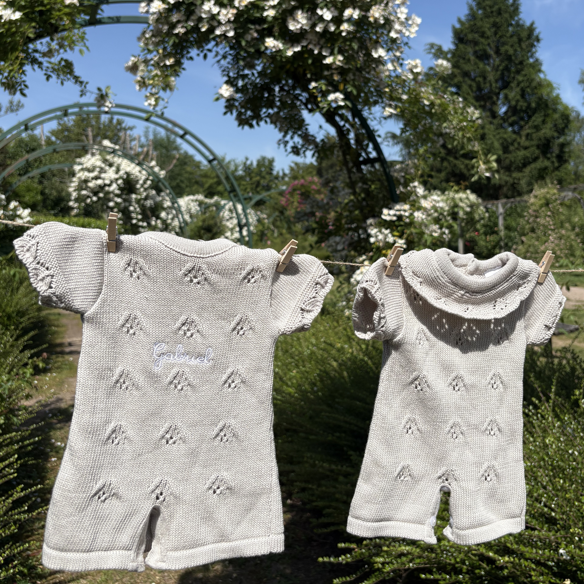 Barboteuse en tricot 100% coton - Doux Souvenirs
