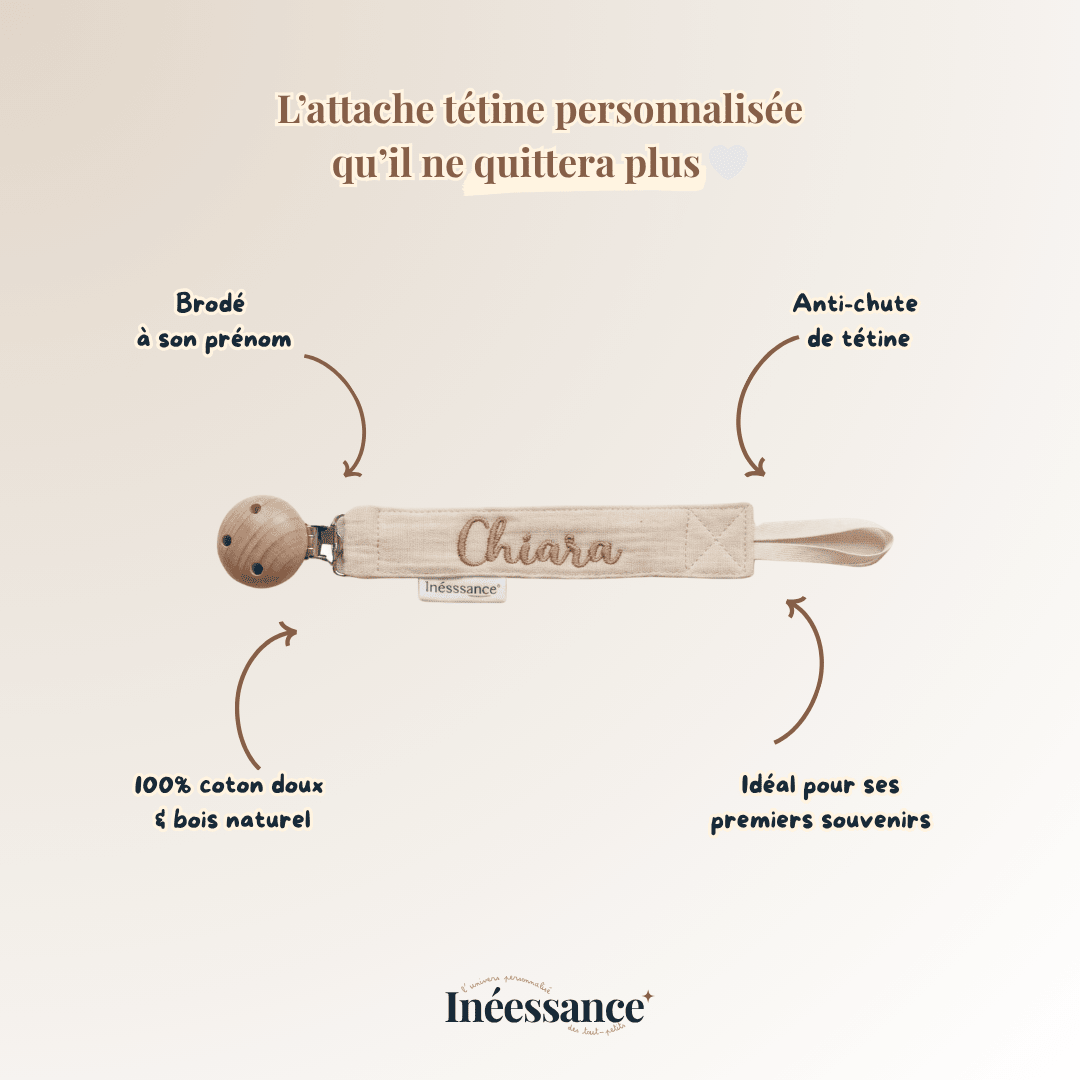Attache tétine en gaze de coton