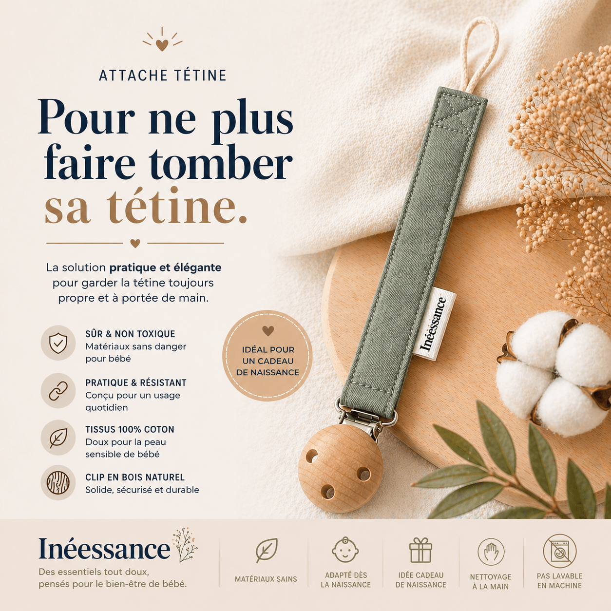 Attache tétines personnalisables bébé - Lot de 2