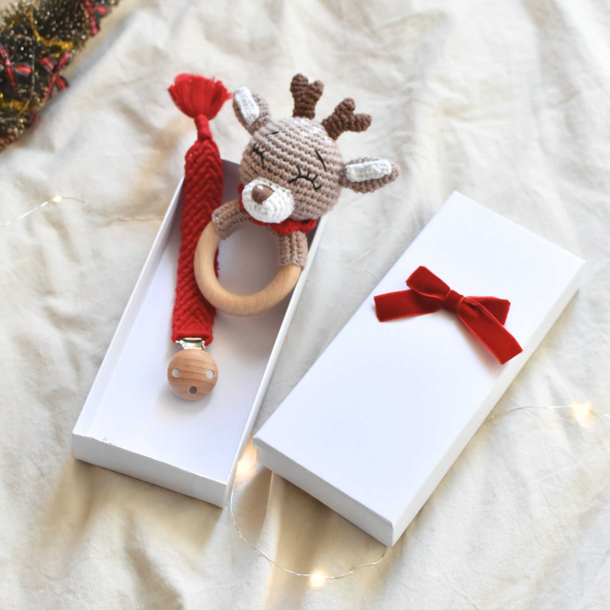 Coffret de Noël - Hochet Renne & Attache tétine