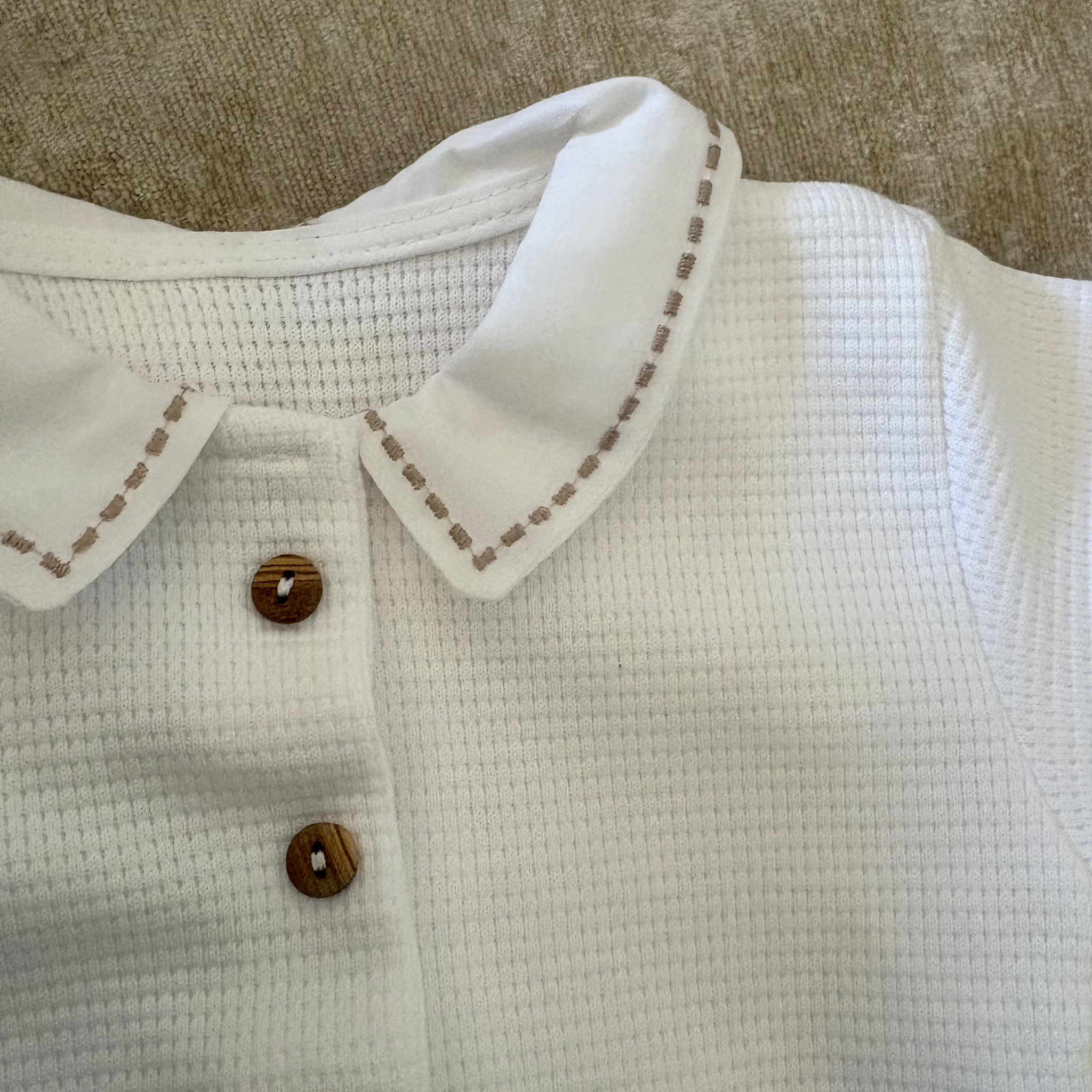 Pyjama bebe coton à col brodé - Tenue naissance