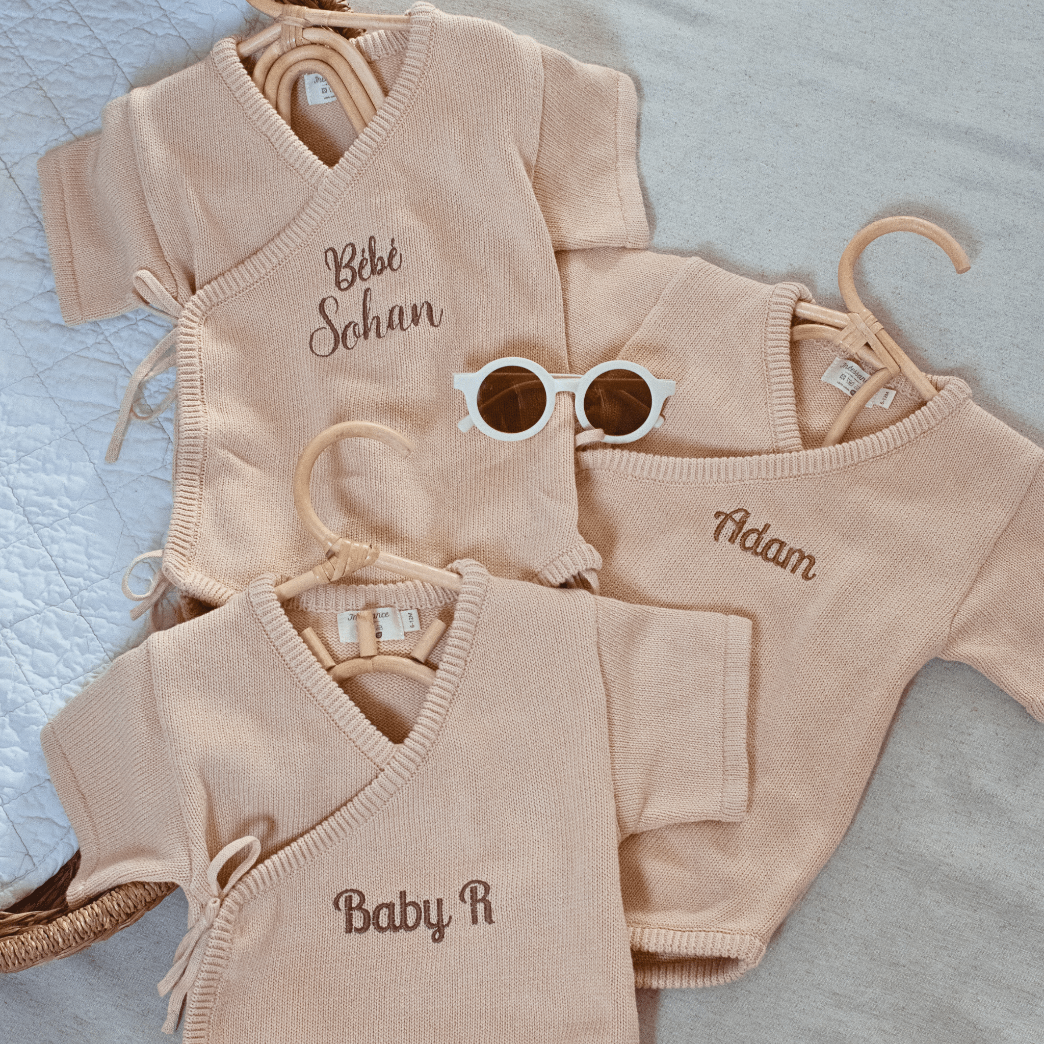 Barboteuse en maille - Brodée à son prénom