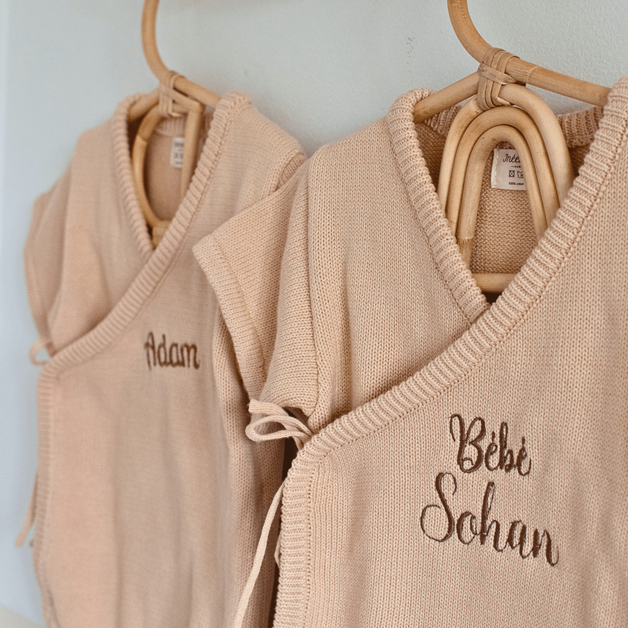 Barboteuse en maille - Brodée à son prénom