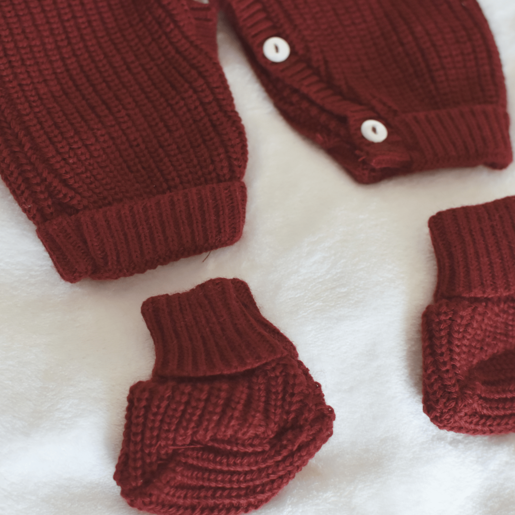 Combinaison tricot bébé à col Claudine - Ensemble 3 pièces