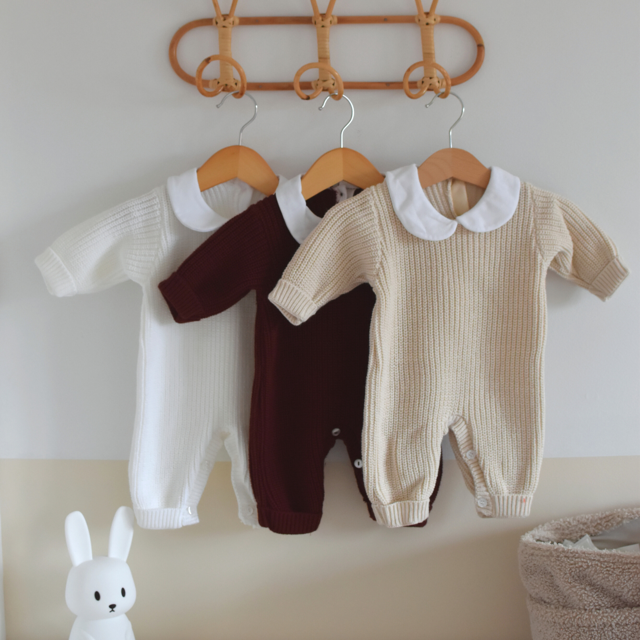 Combinaison tricot bébé à col Claudine - Ensemble 3 pièces