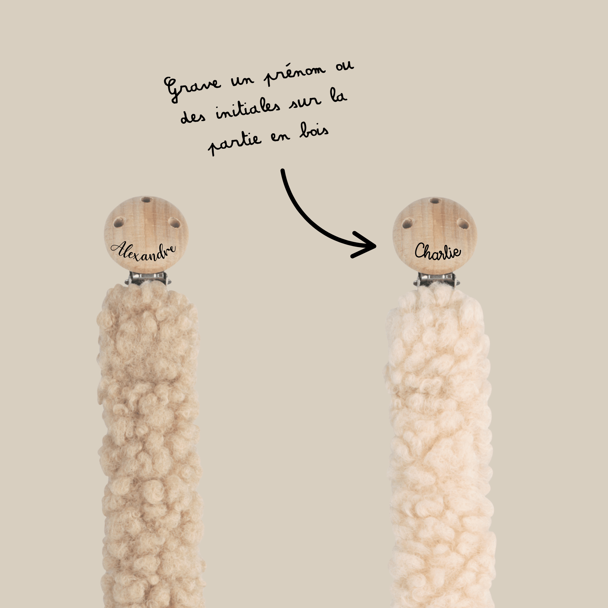 Attache-tétine Teddy - Gravure personnalisable