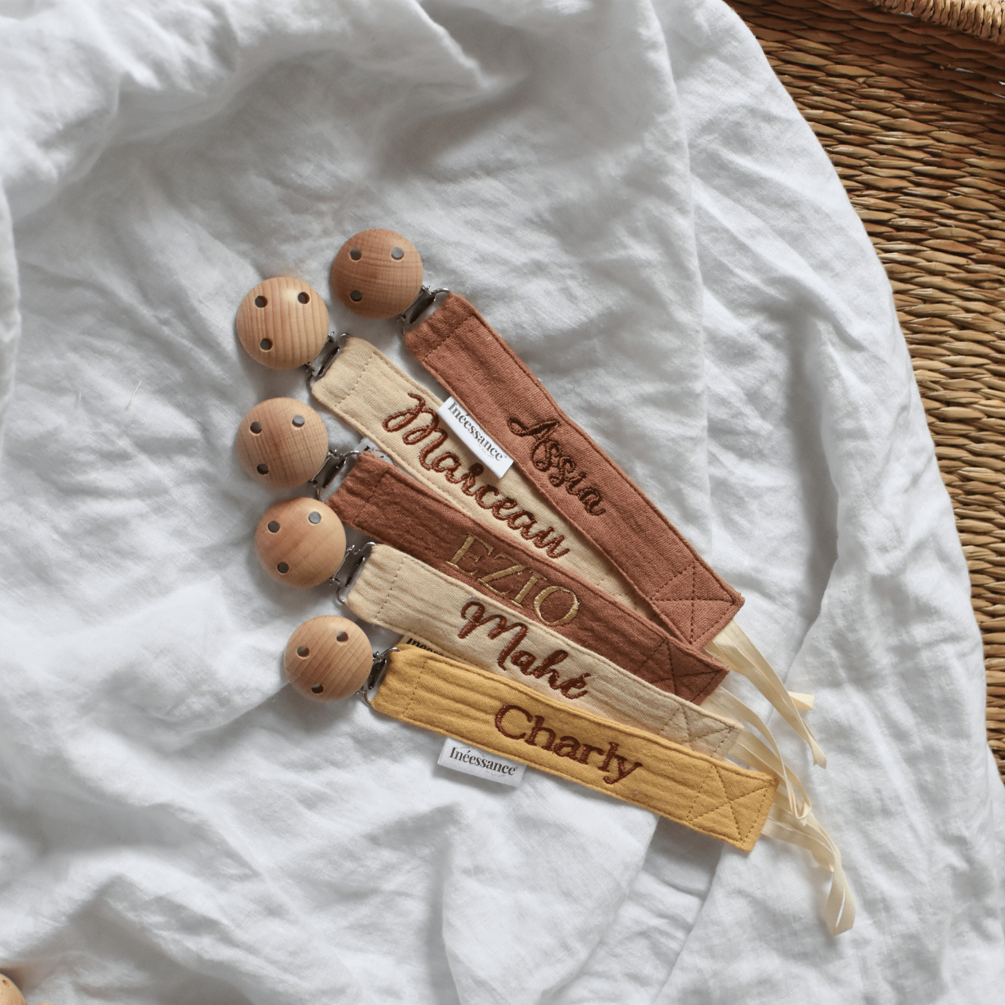 Attache tétine en gaze de coton