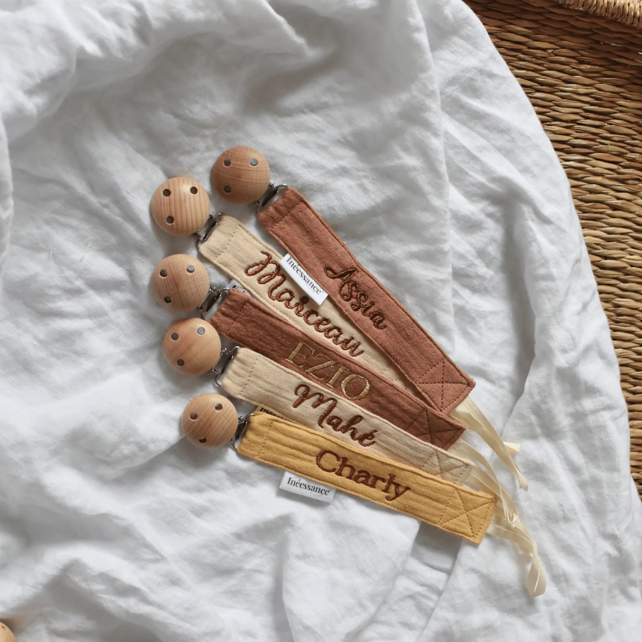 Cotton gauze pacifier clip