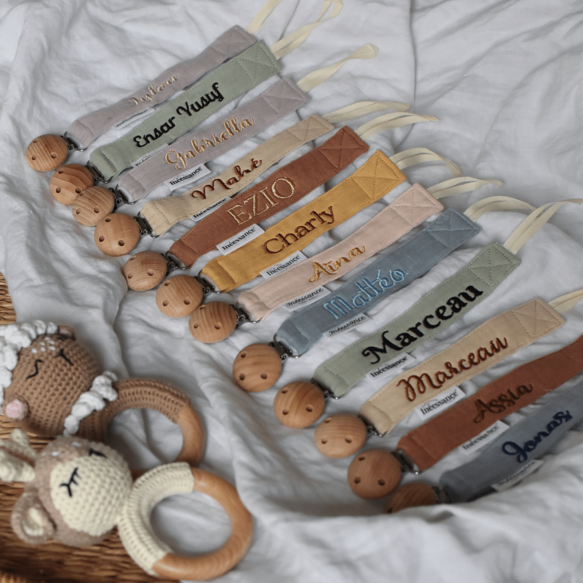 Attache tétine en gaze de coton