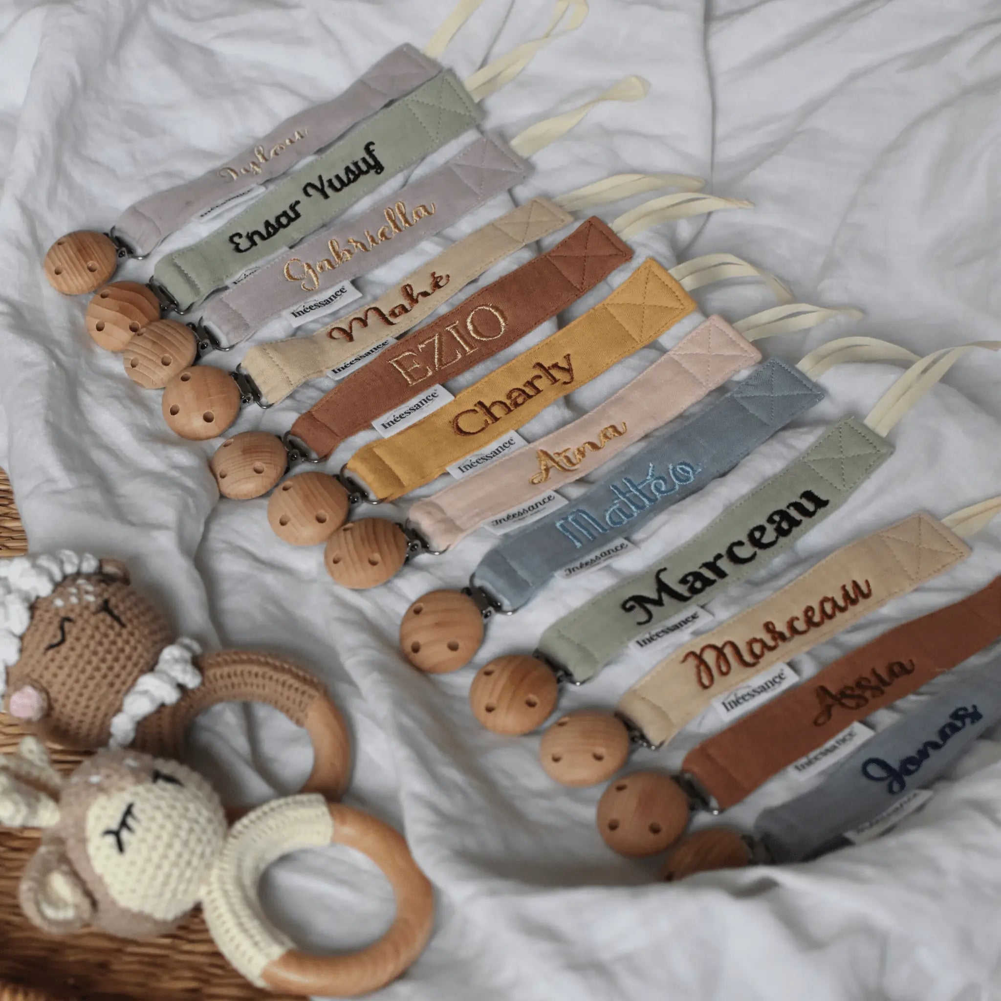 Cotton gauze pacifier clip