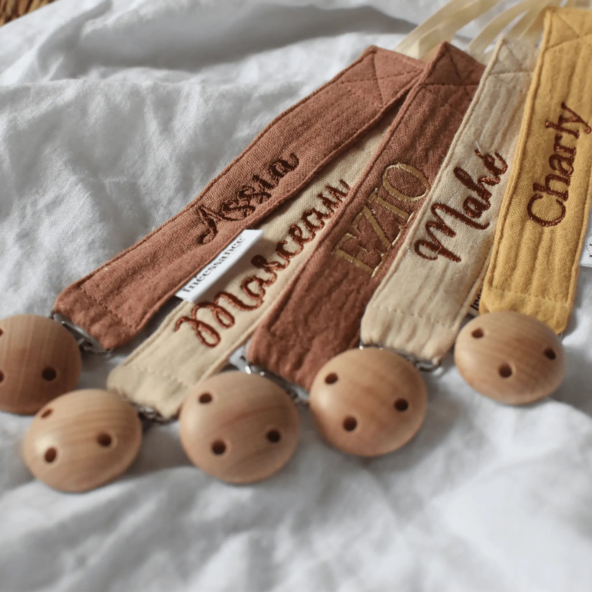 Cotton gauze pacifier clip