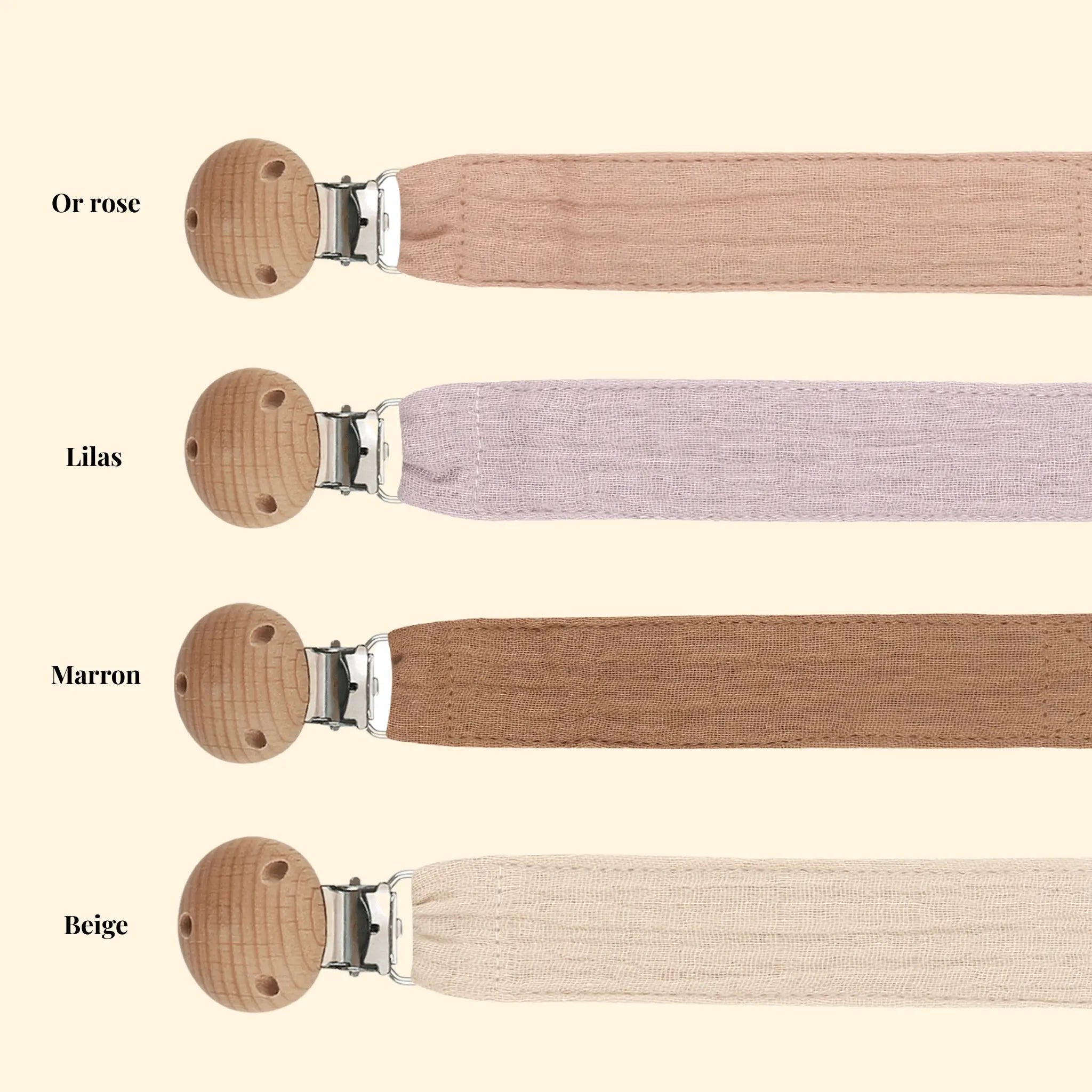 Cotton gauze pacifier clip