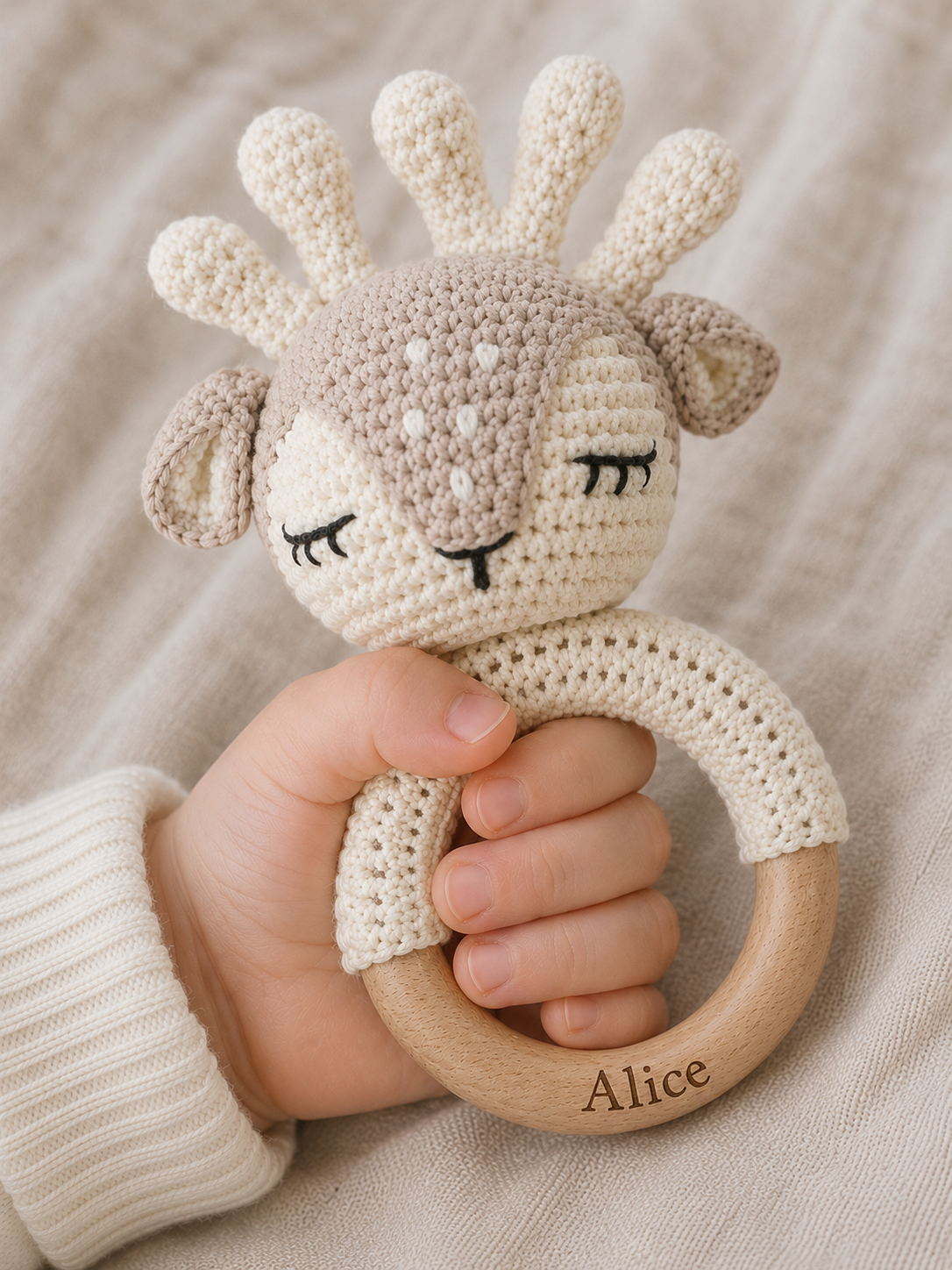 Le hochet en crochet personnalisé