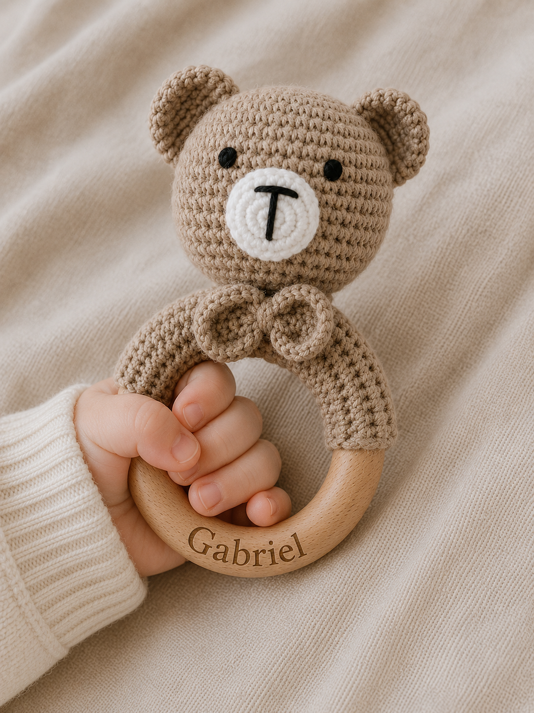 Le hochet en crochet personnalisé