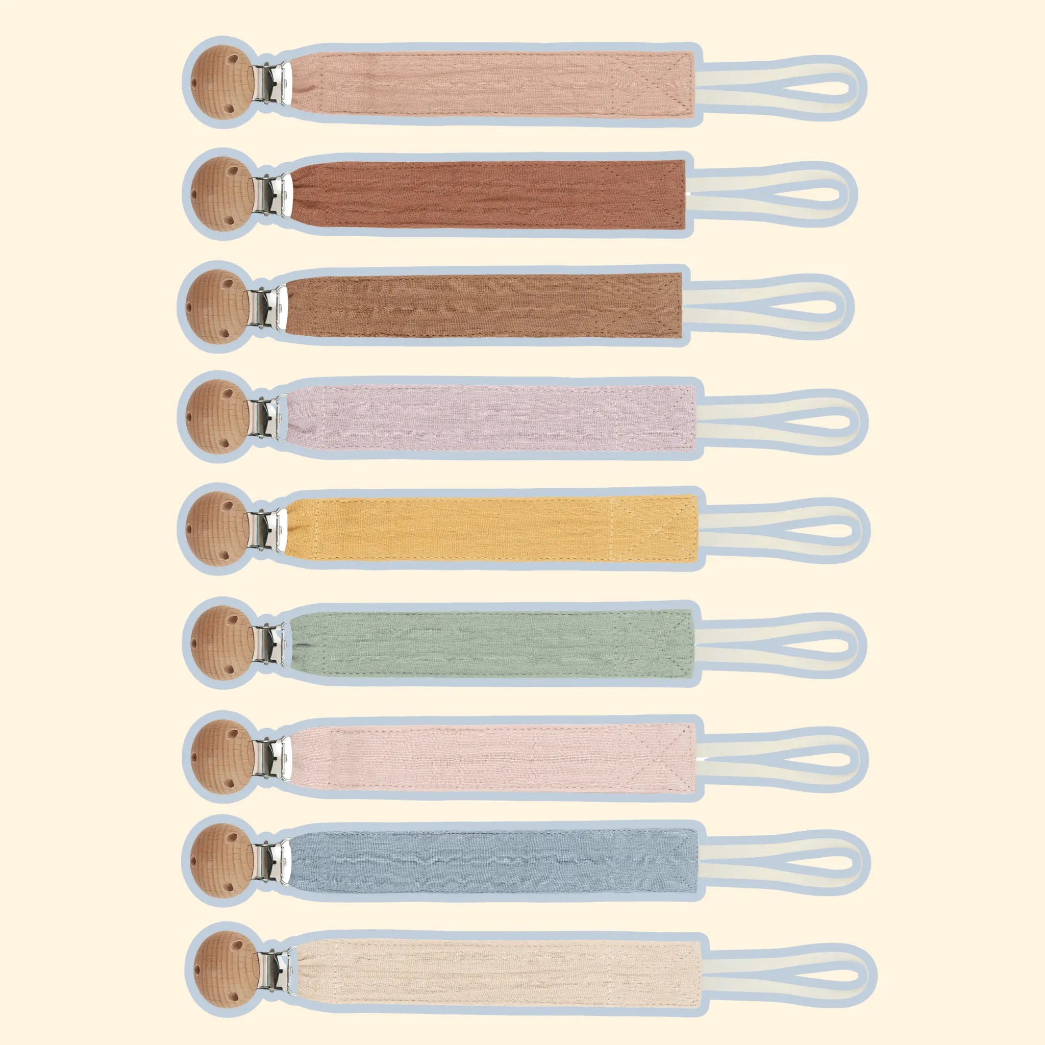 Cotton gauze pacifier clip