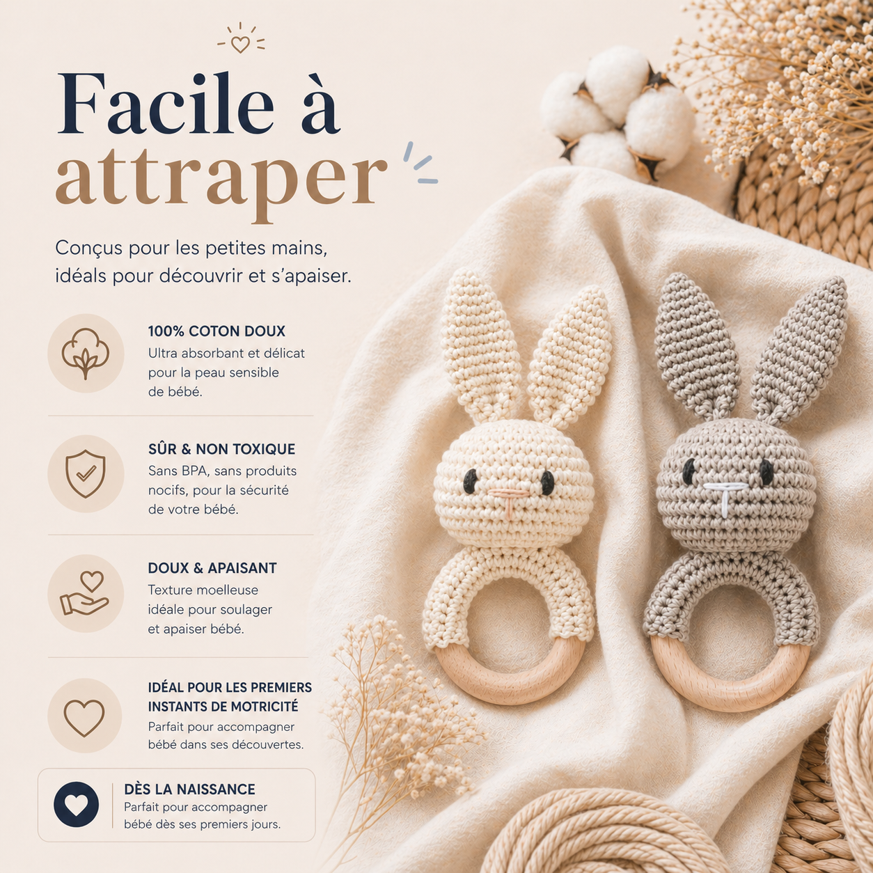 Le hochet en crochet - Nouvelle collection - Personnalisable