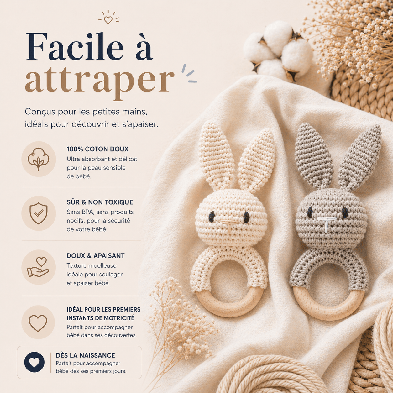 Le hochet en crochet - Nouvelle collection - Personnalisable