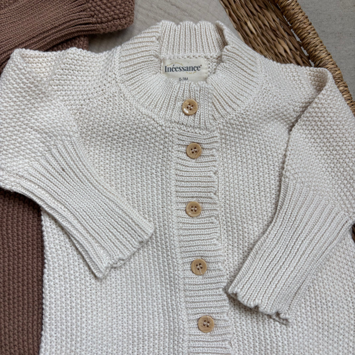 Combinaison bébé en maille de coton personnalisée, cadeau de naissance Inéessance