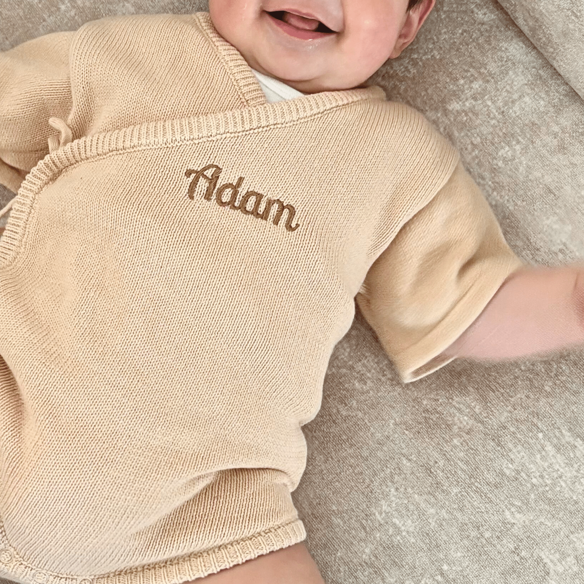 Barboteuse en maille - Brodée à son prénom