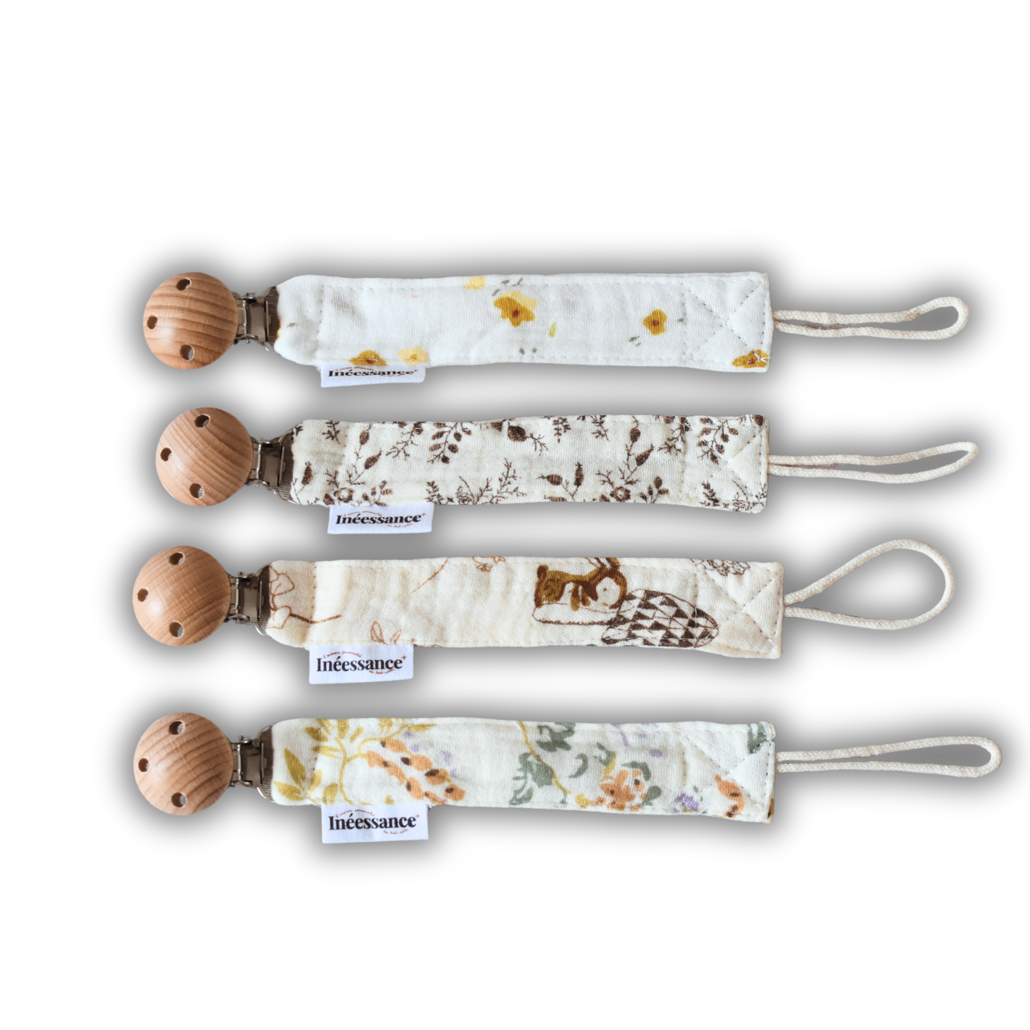 Attache tétine en gaze de coton imprimé