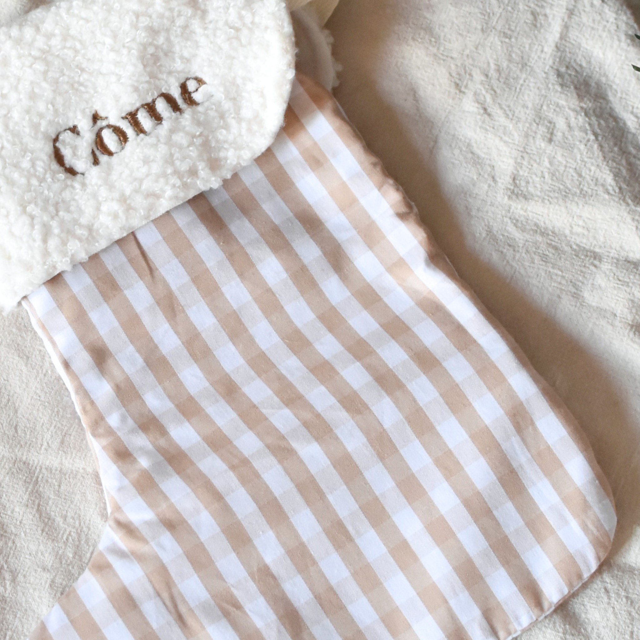 Chaussette de Noël personnalisée avec prénom – Vichy & Teddy