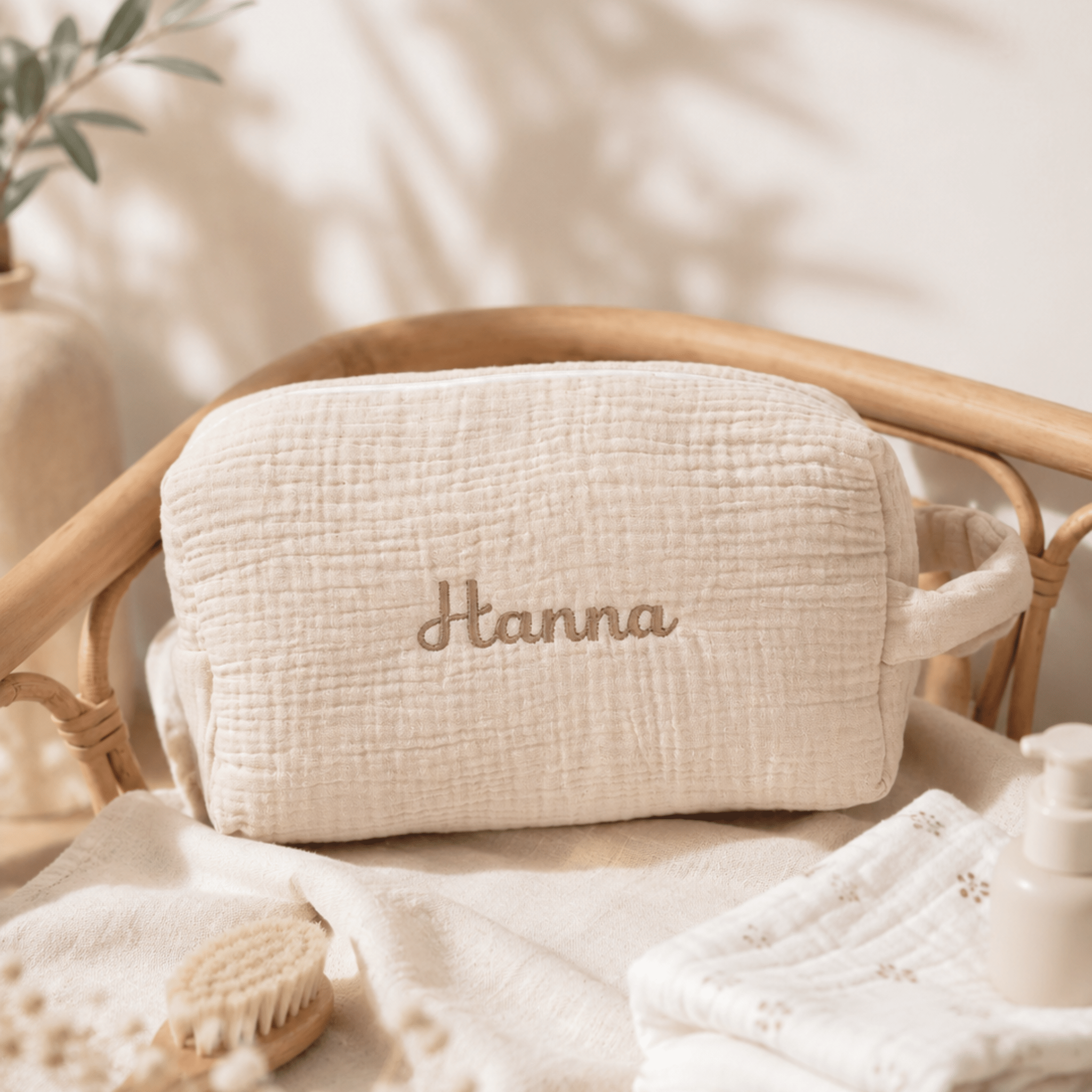 Trousse toilette en gaze de coton