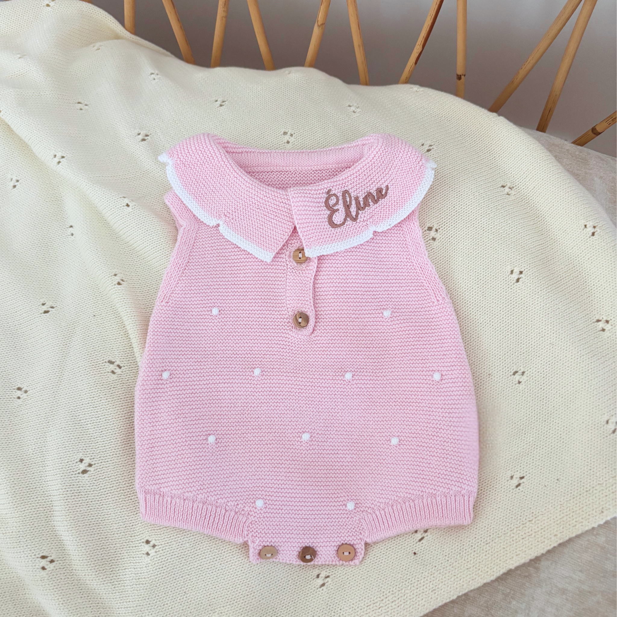 Tenue de naissance d'été - Barboteuse à pois