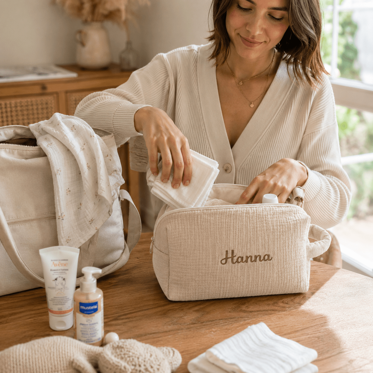 Trousse toilette en gaze de coton