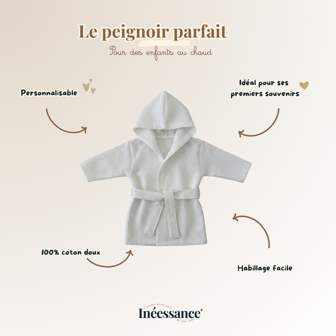 Peignoir bébé - Nid d'abeille - Personnalisable