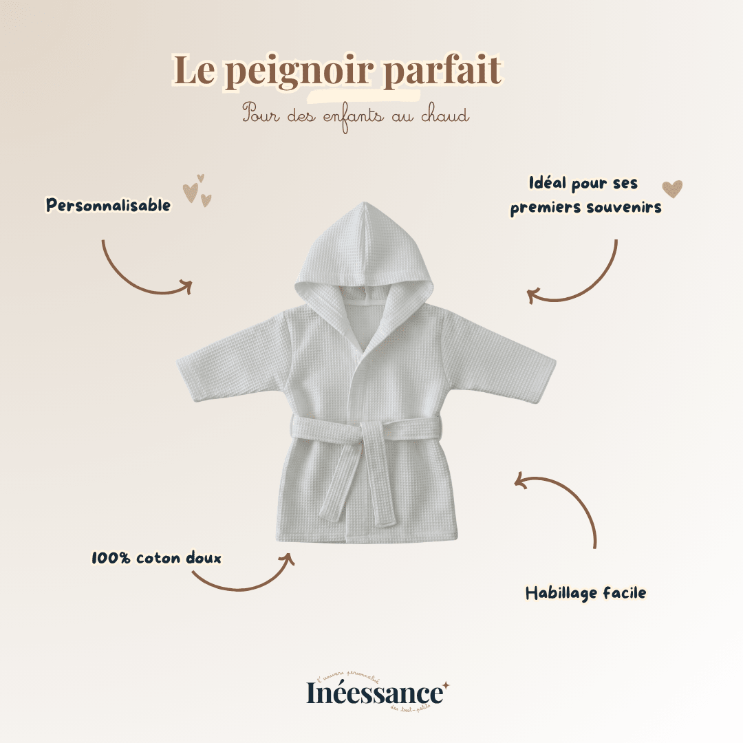 Peignoir bébé - Nid d'abeille - Personnalisable