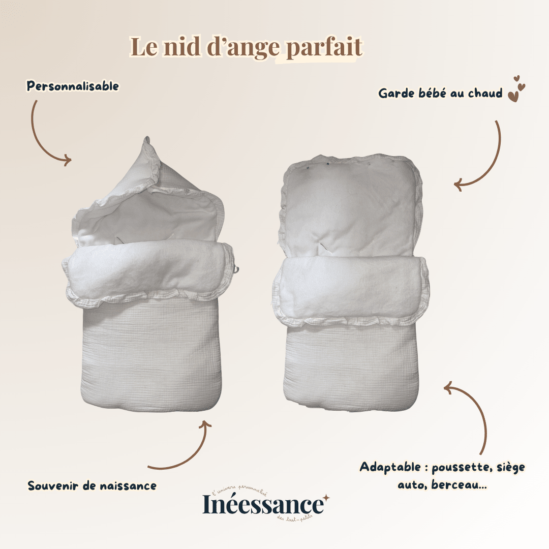 Nid d’ange bébé personnalisé - Douceur & Élégance
