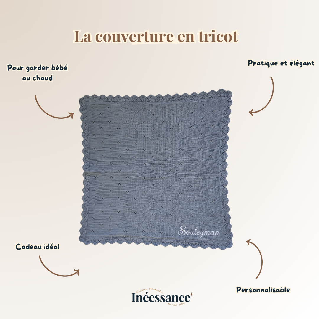 Couverture bébé en Tricot Personnalisé