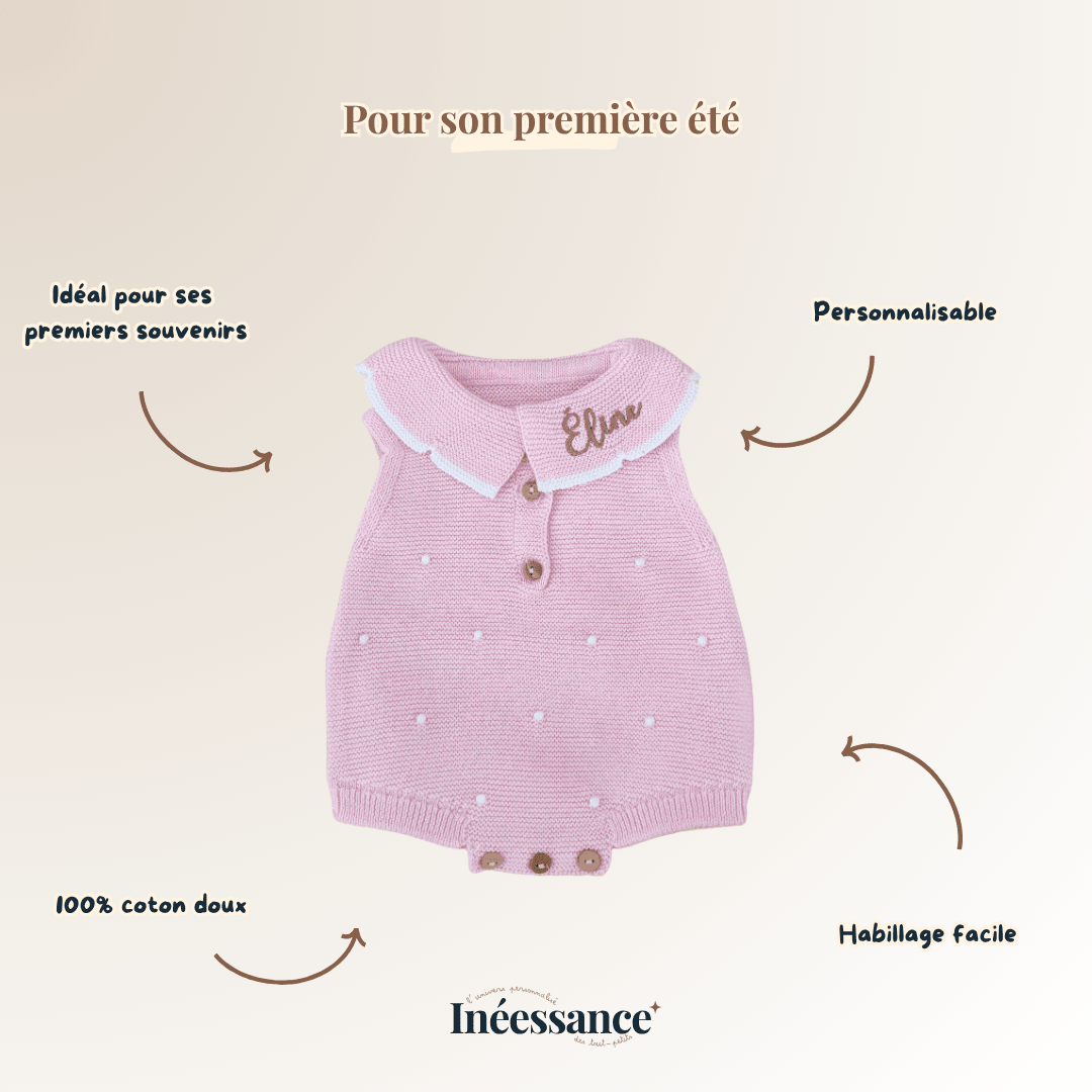 Tenue de naissance d'été - Barboteuse à pois