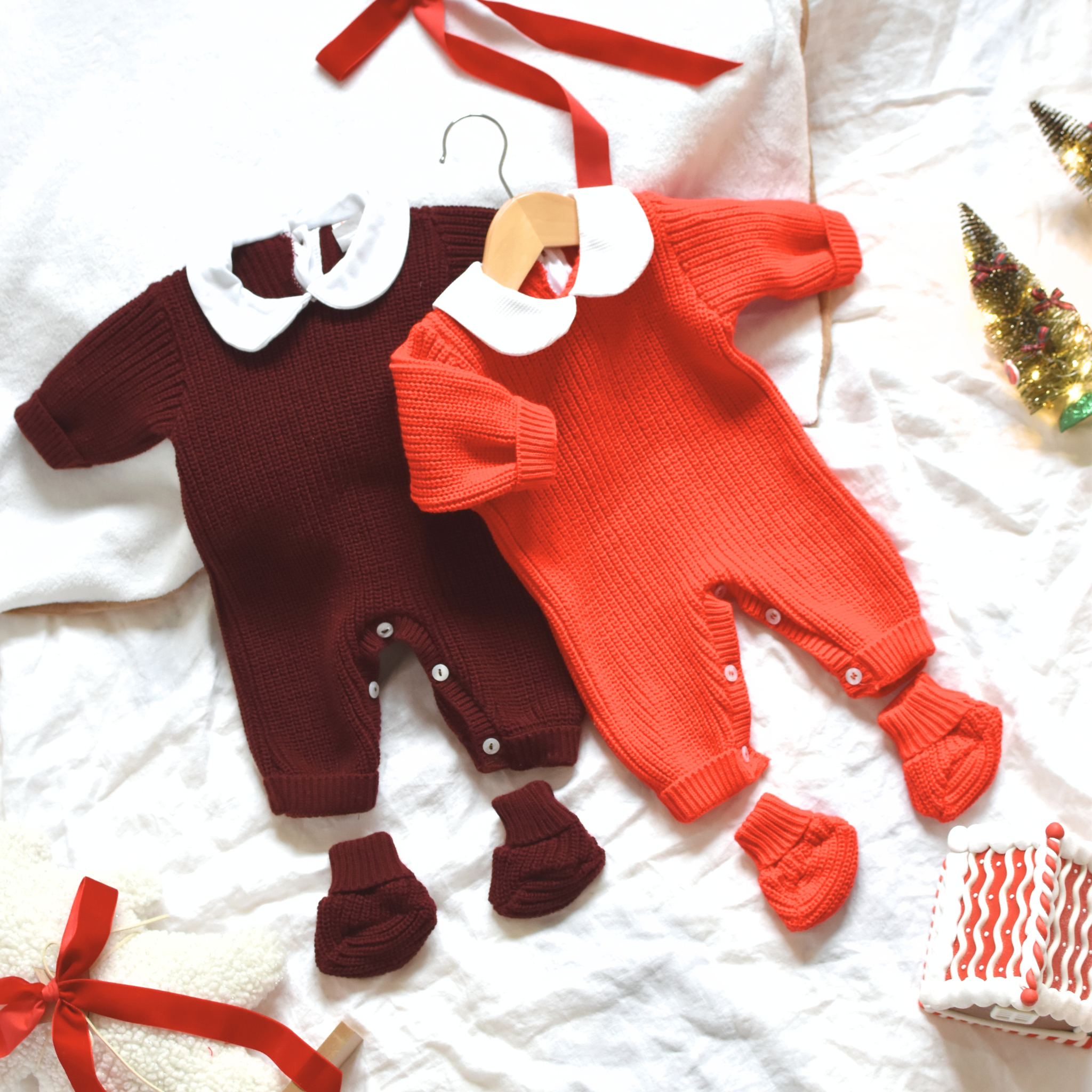 Tenue de Naissance Col Claudine– Noël