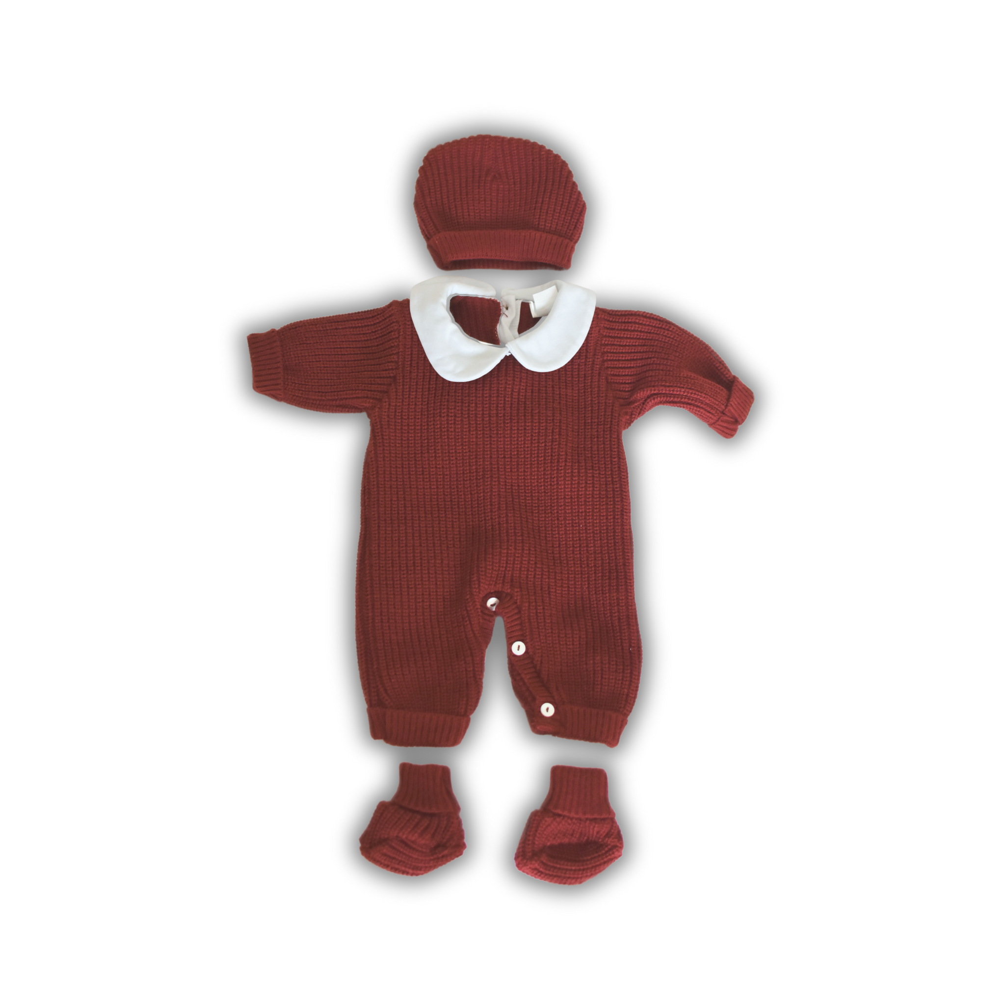 Combinaison tricot bébé à col Claudine - Ensemble 3 pièces