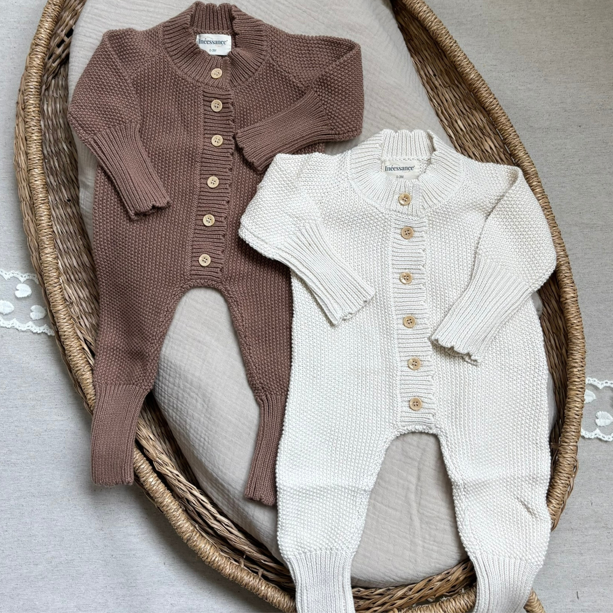 Tenue de naissance en tricot personnalisée pour bébé, taille 0-3 mois