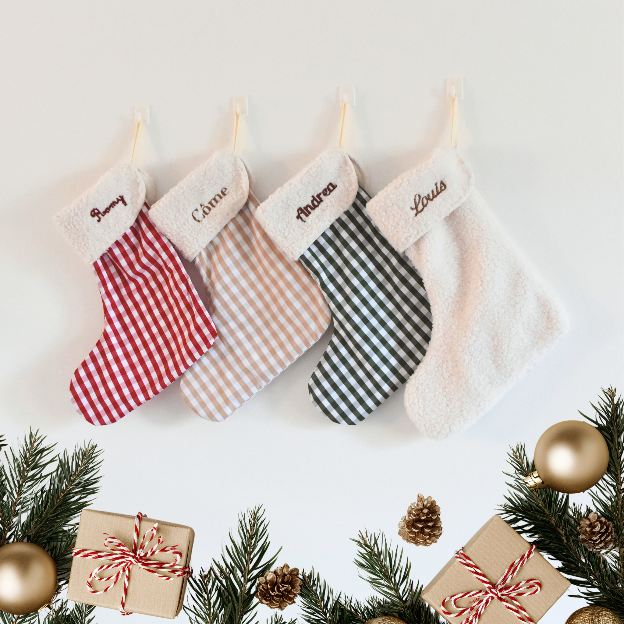 Chaussette de Noël personnalisée avec prénom – Vichy & Teddy