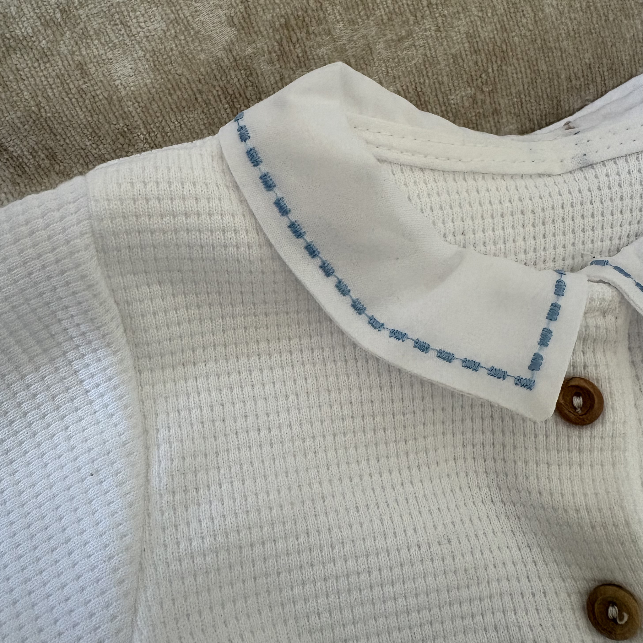 Pyjama bebe coton à col brodé - Tenue naissance