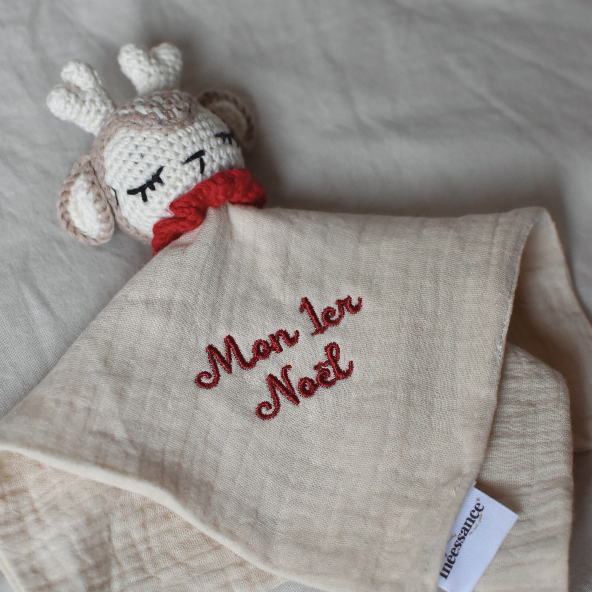 Doudou cerf de Noël – édition limitée - personnalisable 🎄