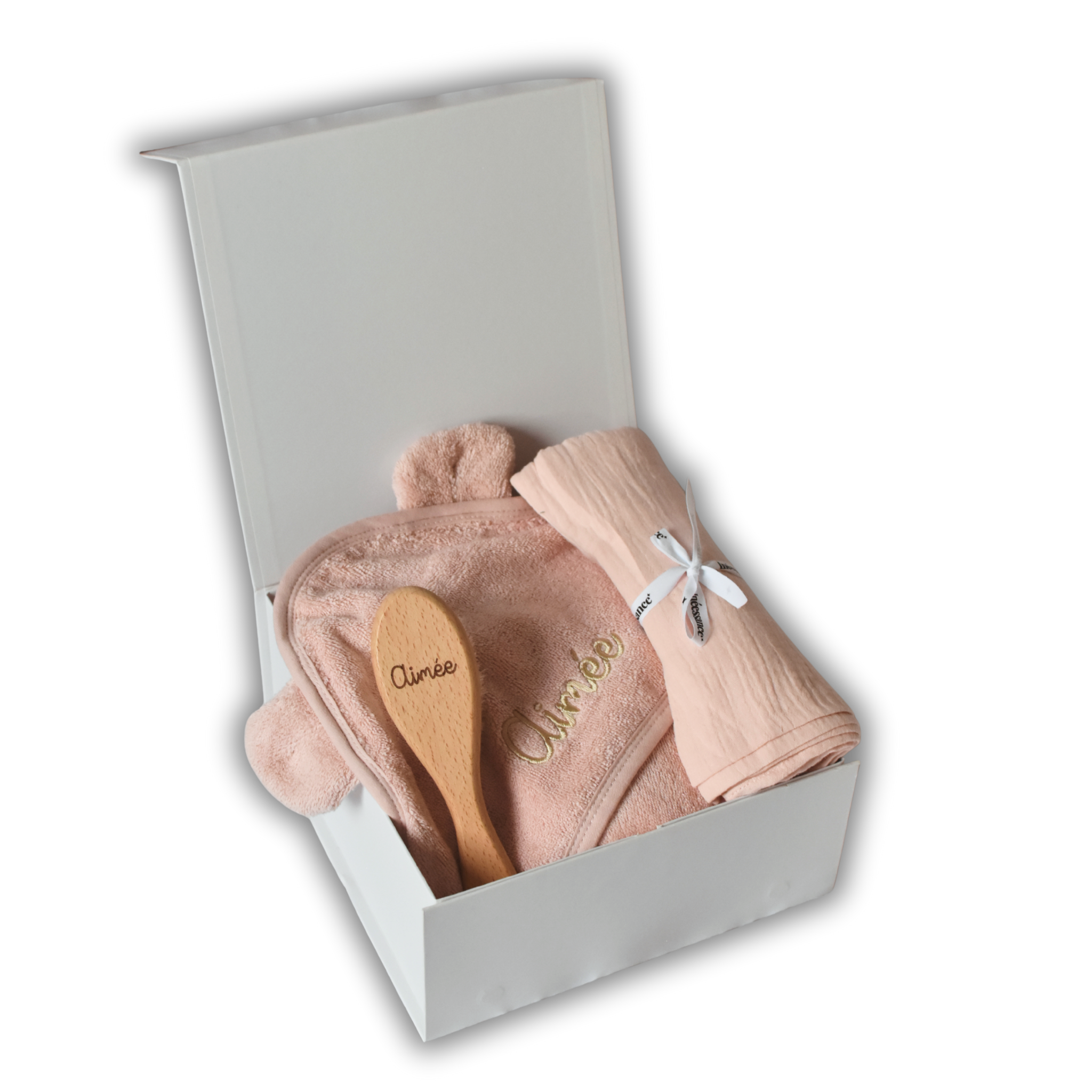 Coffret Premier Bain - Cape de bain, brosse et lange