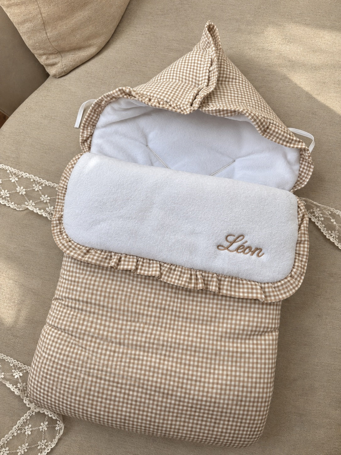 Nid d’ange bébé personnalisé Vichy - Intemporel