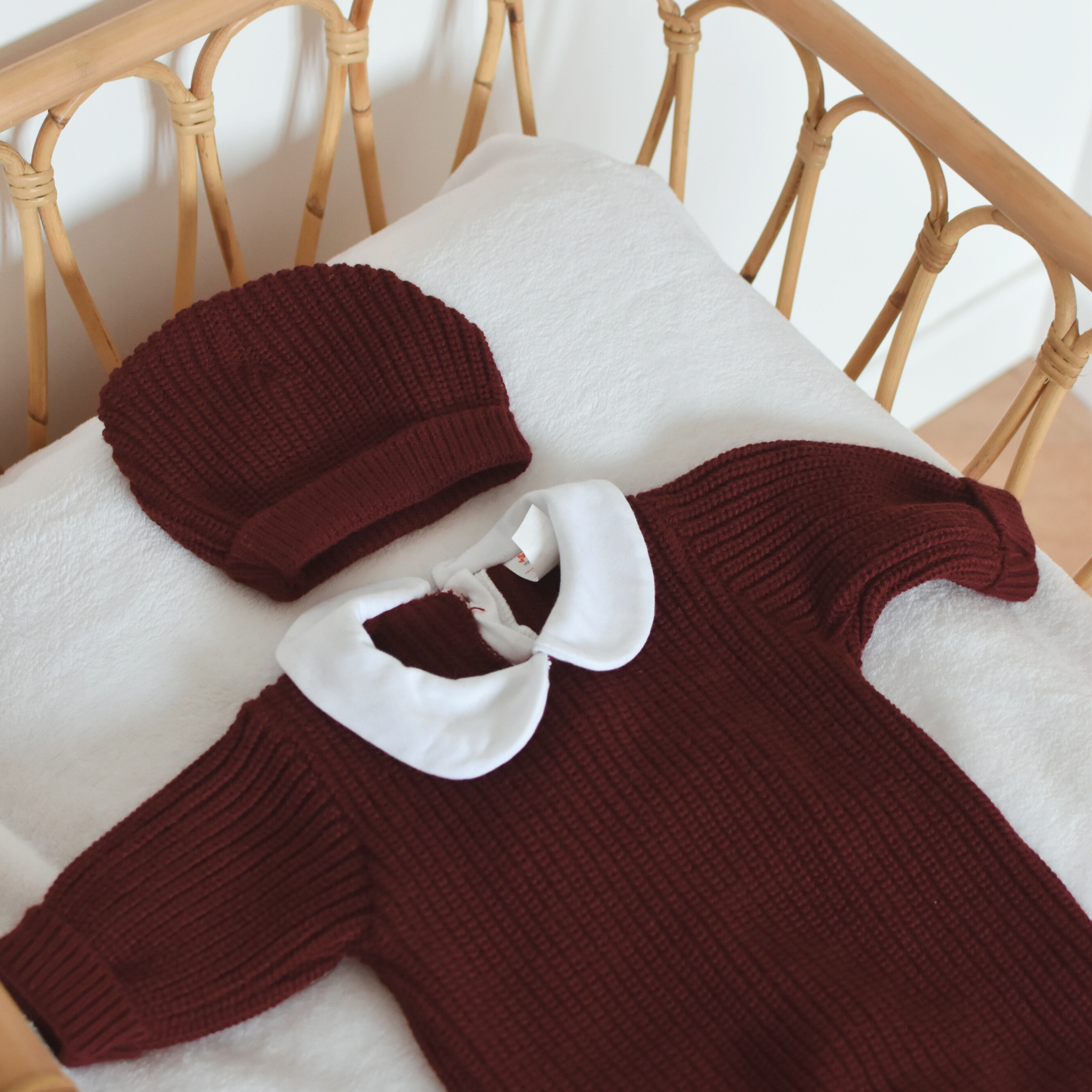 Combinaison tricot bébé à col Claudine - Ensemble 3 pièces