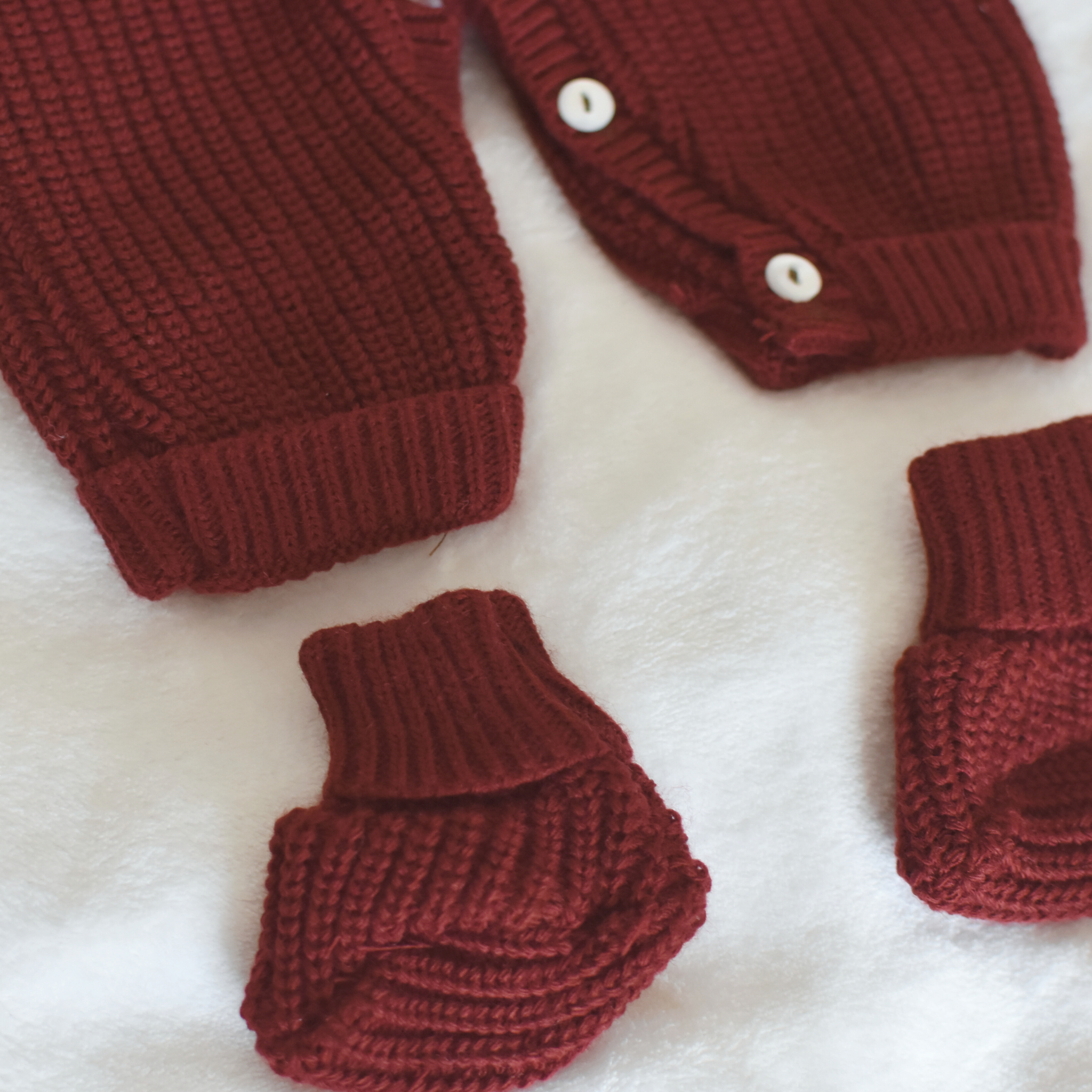 Combinaison tricot bébé à col Claudine - Ensemble 3 pièces