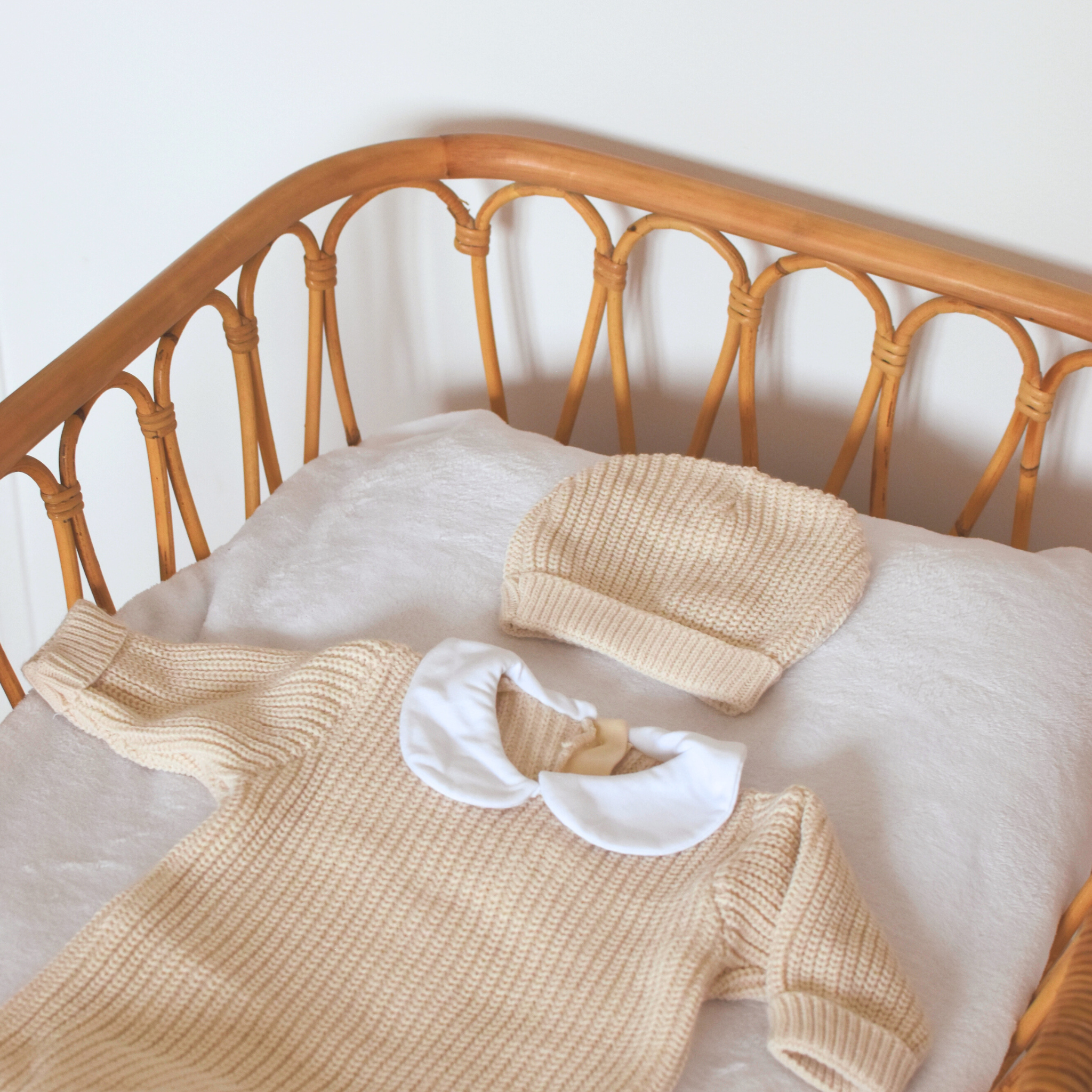 Combinaison tricot bébé à col Claudine - Ensemble 3 pièces