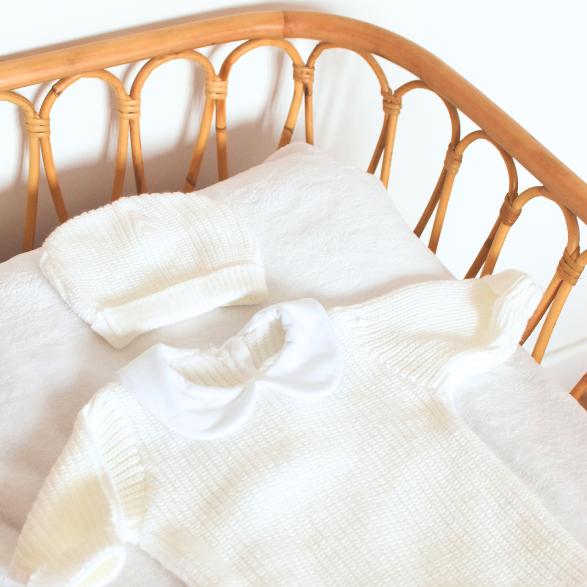 Combinaison tricot bébé à col Claudine - Ensemble 3 pièces