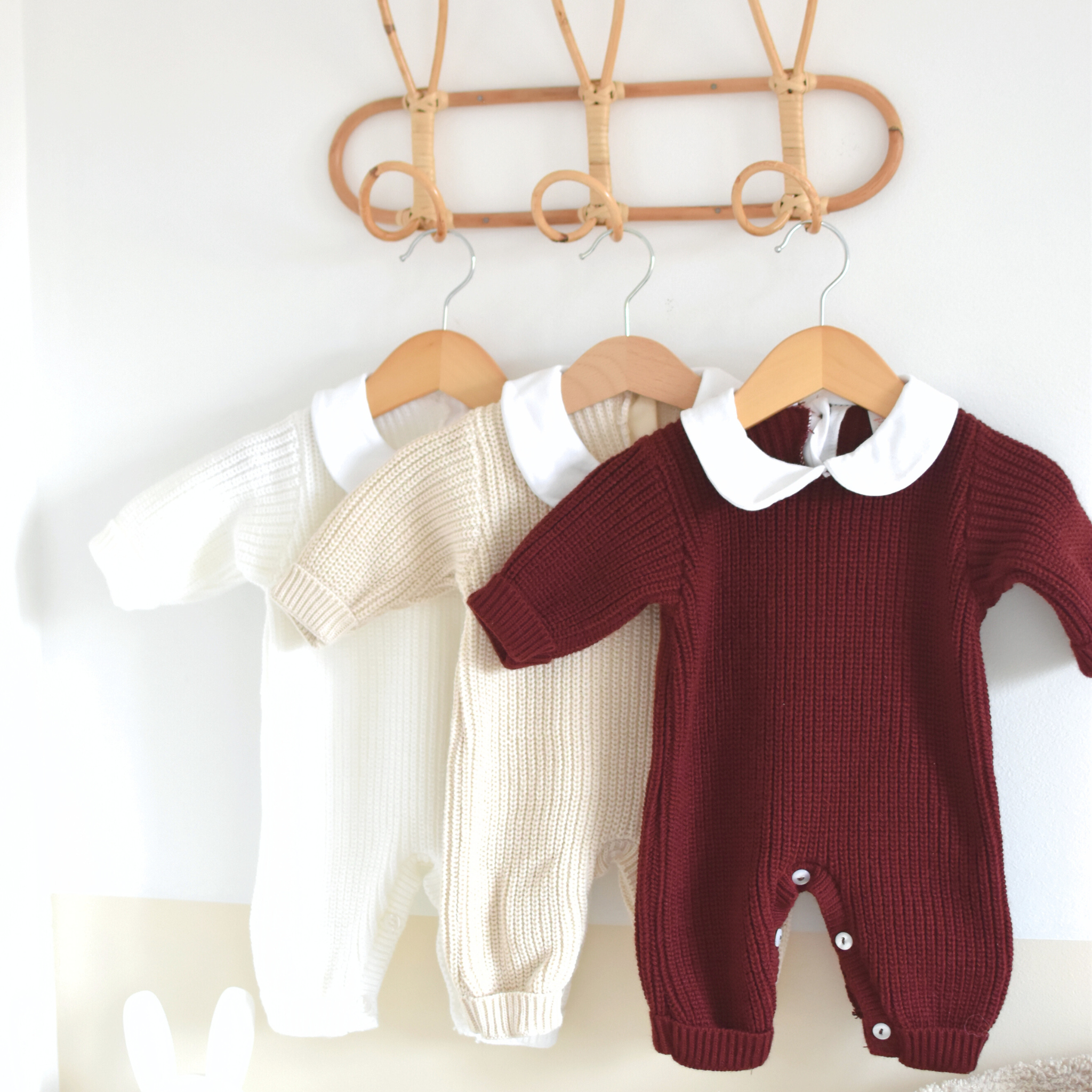 Combinaison tricot bébé à col Claudine - Ensemble 3 pièces