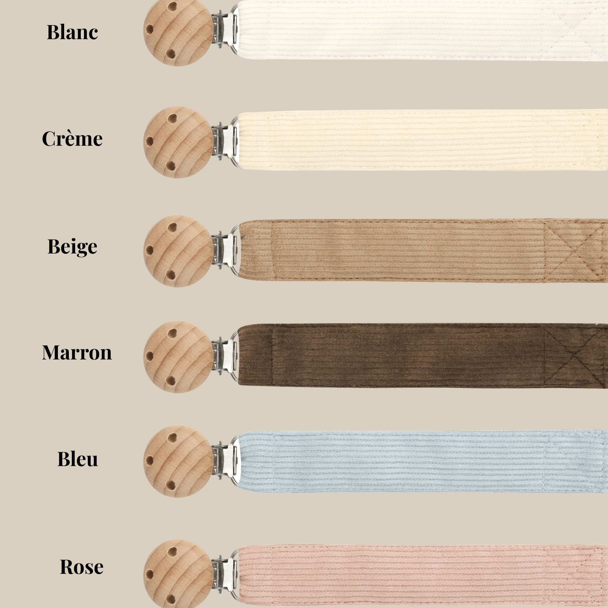 Attache tétine Noa - Velours cotelé