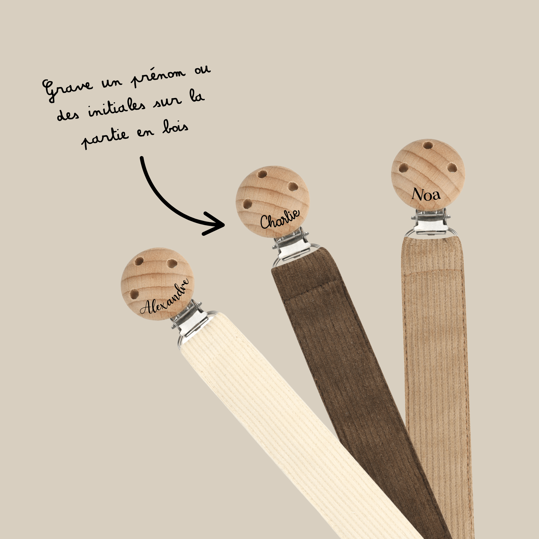Attache tétine Noa - Velours cotelé