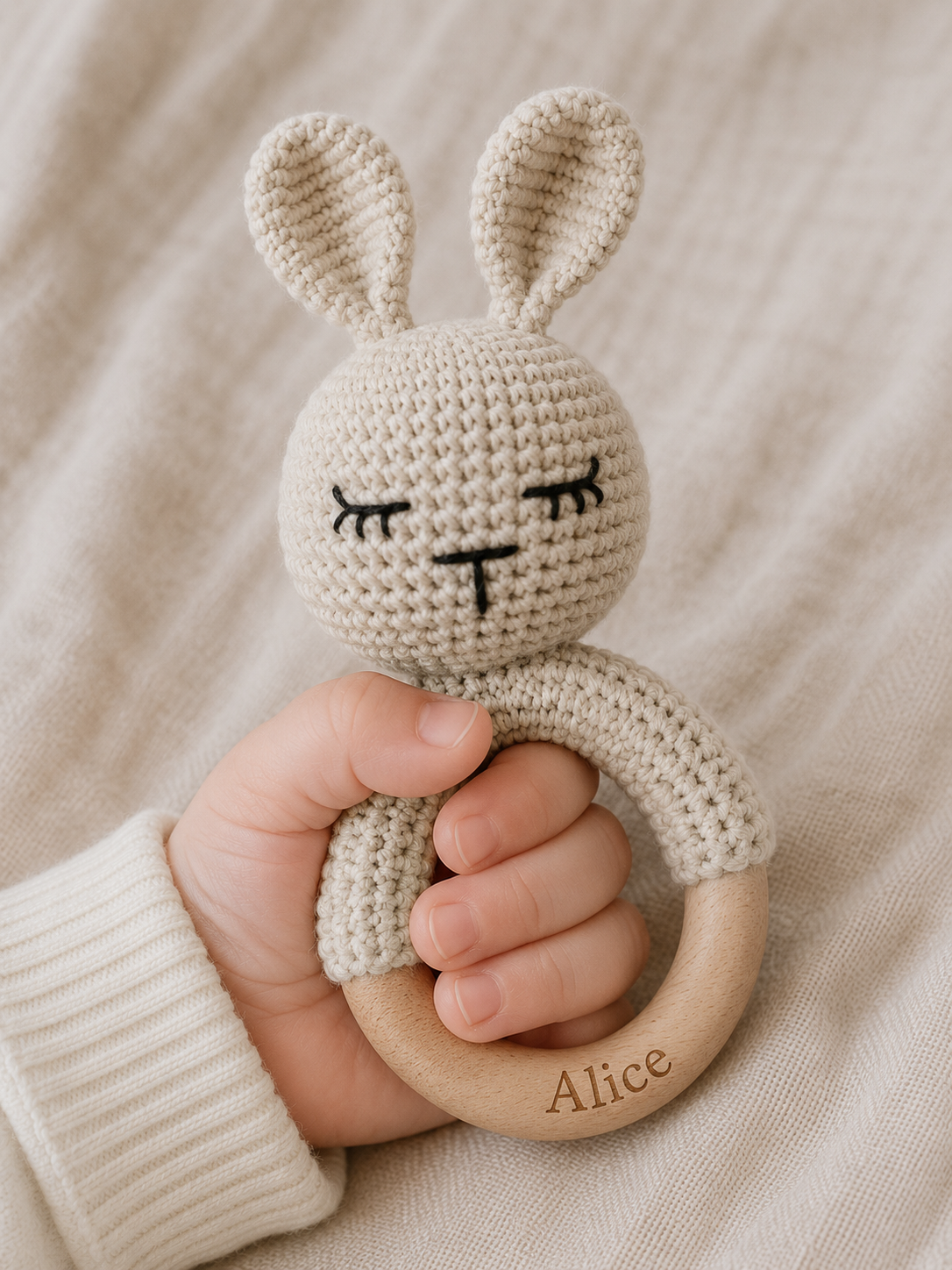 Le hochet en crochet personnalisé